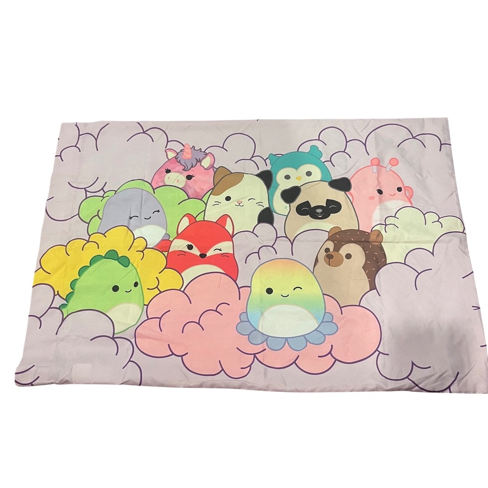 Squishmallows Standard Pillowcase Franco Purple Character Print Double Sided